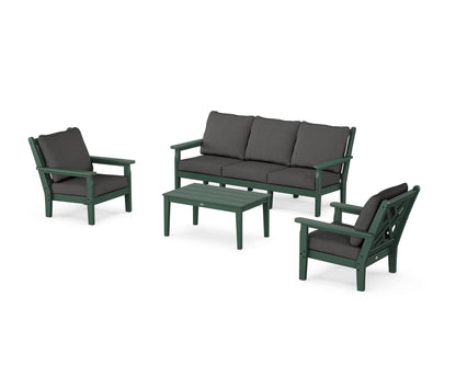 POLYWOOD® Chippendale 4-Piece Deep Seating Set with Sofa in Green / Spectrum Carbon
