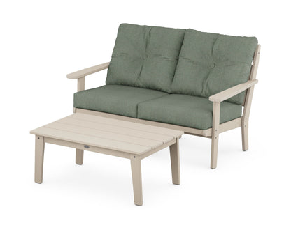 POLYWOOD® Lakeside 2-Piece Lounge Loveseat Set in Sand / Cast Sage