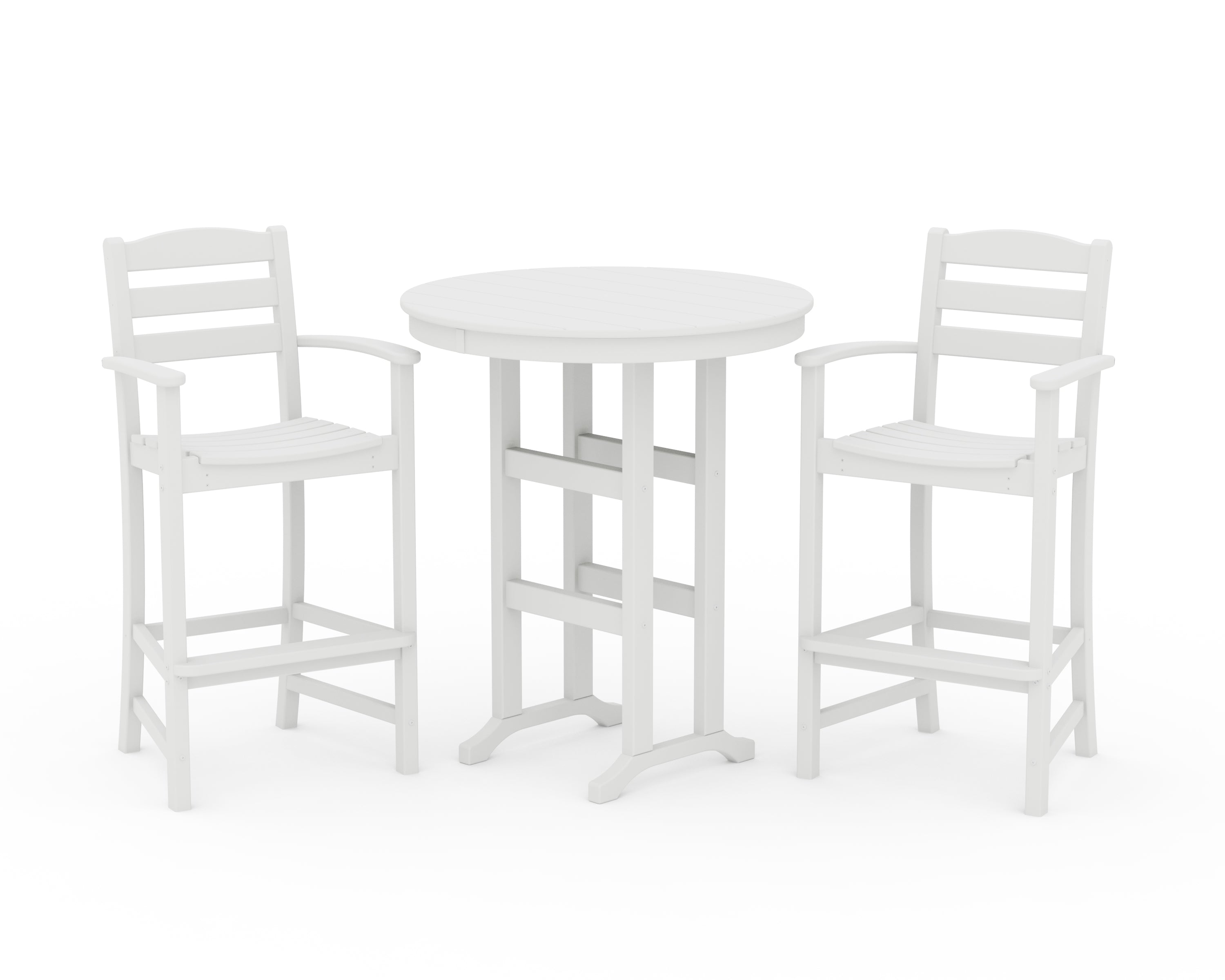 POLYWOOD® La Casa Café 3-Piece Round Farmhouse Bar Set in White