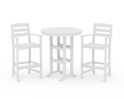 POLYWOOD® La Casa Café 3-Piece Round Farmhouse Bar Set in White