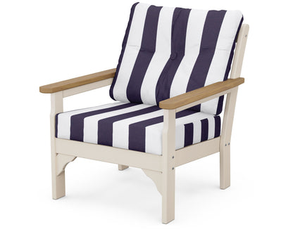POLYWOOD® Vineyard Deep Seating Chair in Sand / Natural / Cabana Stripe Navy