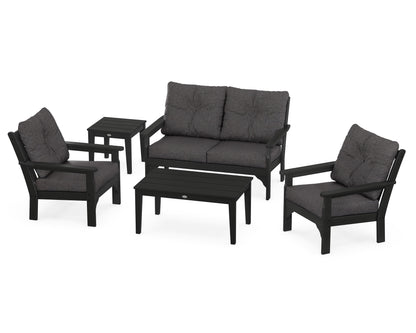 POLYWOOD® Vineyard 5-Piece Deep Seating Set in Black / Ash Charcoal