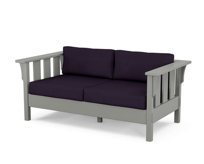 Martha Stewart by POLYWOOD® Acadia Deep Seating Loveseat in Slate Grey / Navy Linen