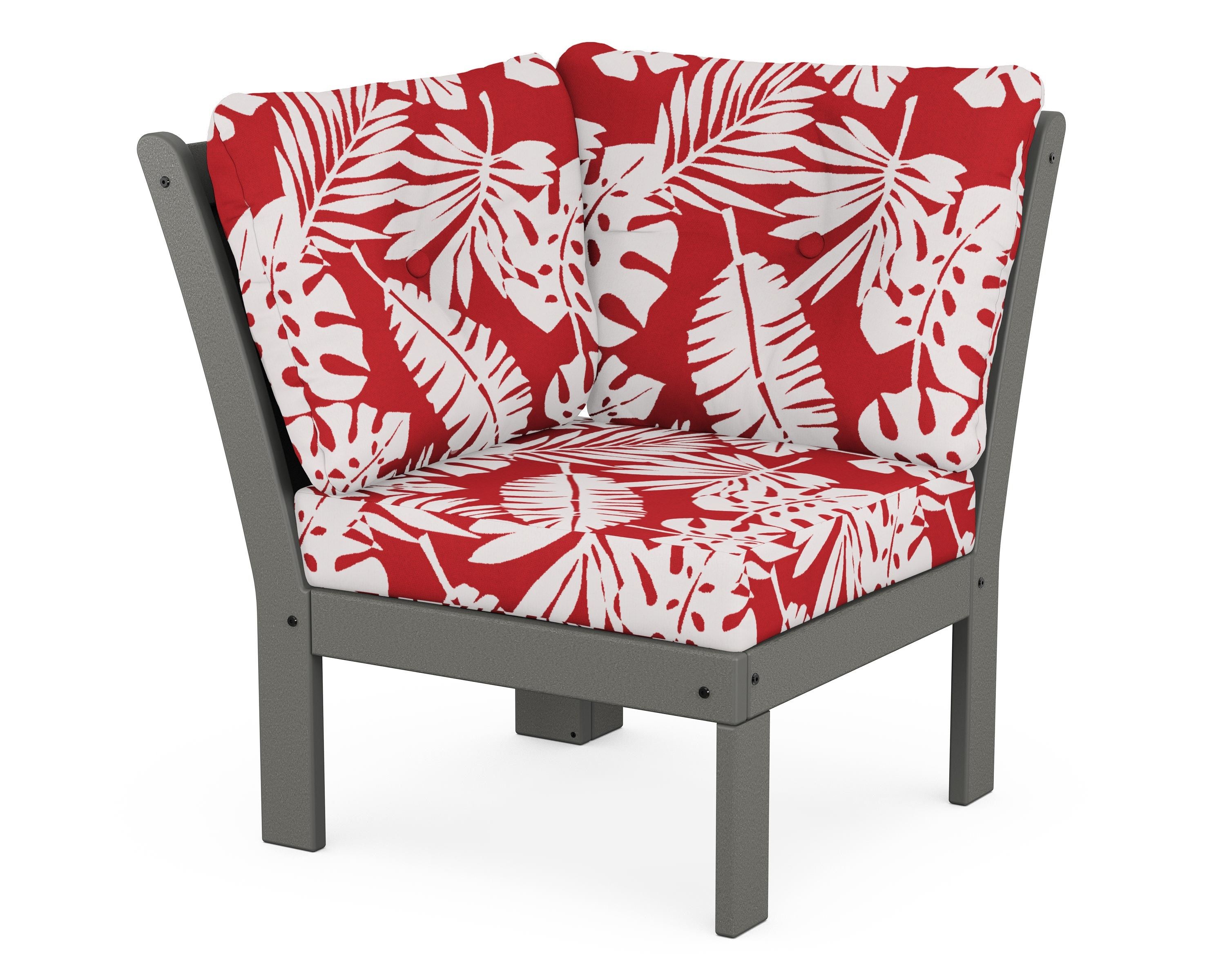 POLYWOOD® Vineyard Modular Corner Chair in Slate Grey / Leaf Crimson