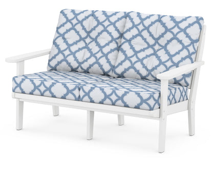 POLYWOOD® Lakeside Deep Seating Loveseat in White / Trellis Sky Blue