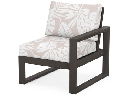 POLYWOOD® EDGE Modular Right Arm Chair in Vintage Coffee / Leaf Dune Burlap
