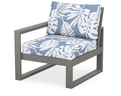 POLYWOOD® EDGE Modular Left Arm Chair in Slate Grey / Leaf Sky Blue