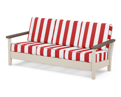POLYWOOD® Harbour Deep Seating Sofa in Sand / Kona / Cabana Stripe Crimson