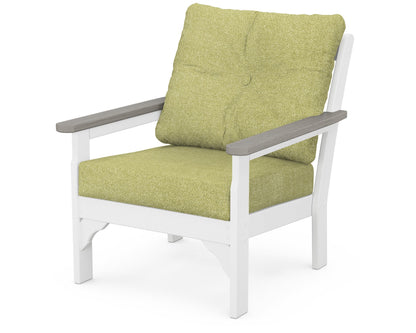 POLYWOOD® Vineyard Deep Seating Chair in White / Driftwood / Chartreuse Boucle