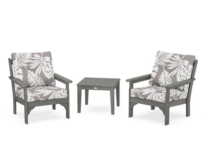 POLYWOOD® Vineyard 3-Piece Deep Seating Set in Slate Grey / Leaf Grey Mist