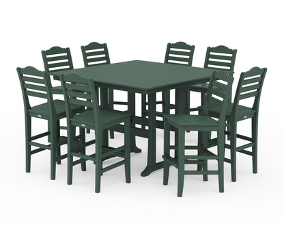 Draper James™ by  POLYWOOD® Savannah Side Chair 9-Piece Square Farmhouse Bar Set with Trestle Legs in Green