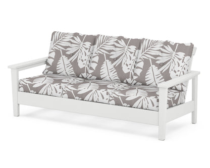 POLYWOOD® Prescott Deep Seating Sofa in White / Leaf Grey Mist
