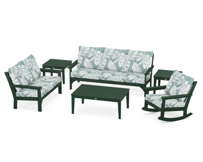 POLYWOOD® Vineyard 6-Piece Deep Seating Set in Green / Leaf Glacier Spa