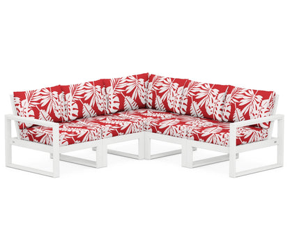 POLYWOOD® EDGE 5-Piece Modular Deep Seating Set in White / Leaf Crimson