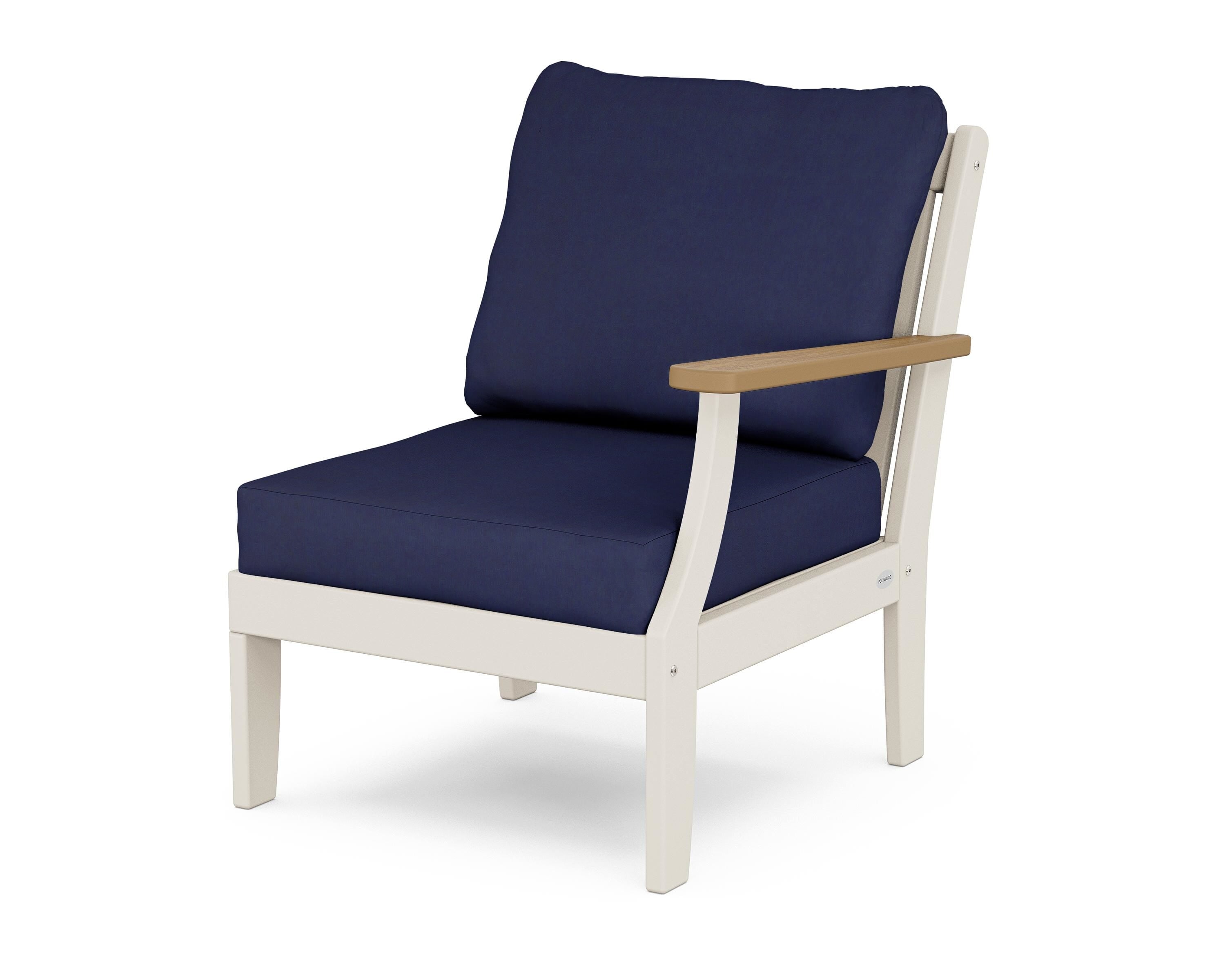 POLYWOOD® Braxton Modular Right Arm Chair in Sand / Natural / Navy
