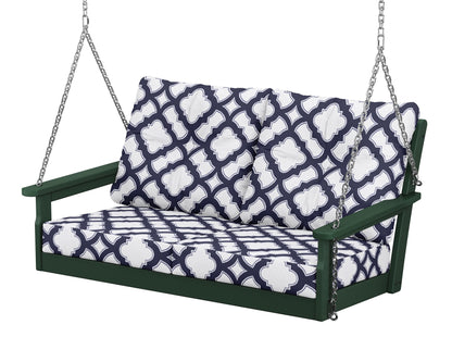 POLYWOOD® Vineyard Deep Seating Swing in Green / Trellis Navy
