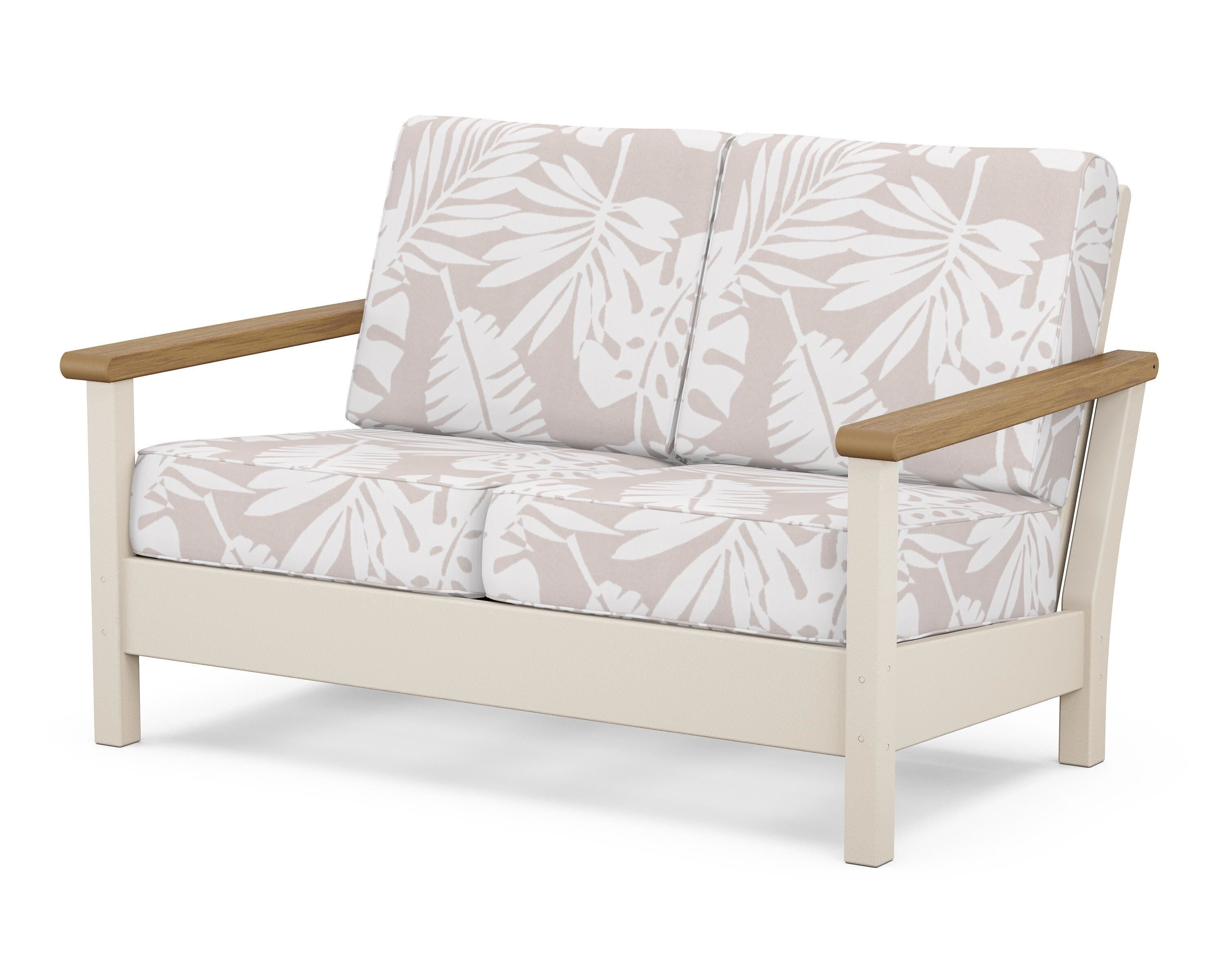 POLYWOOD® Harbour Deep Seating Loveseat in Sand / Natural / Leaf Dune Burlap