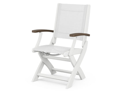 POLYWOOD® Coastal Folding Chair in White / Kona / White Sling