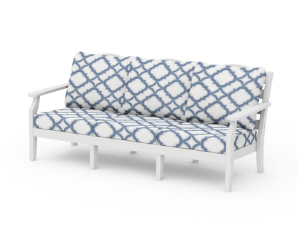 Draper James™ by  POLYWOOD® Savannah Deep Seating Sofa in White / Trellis Sky Blue