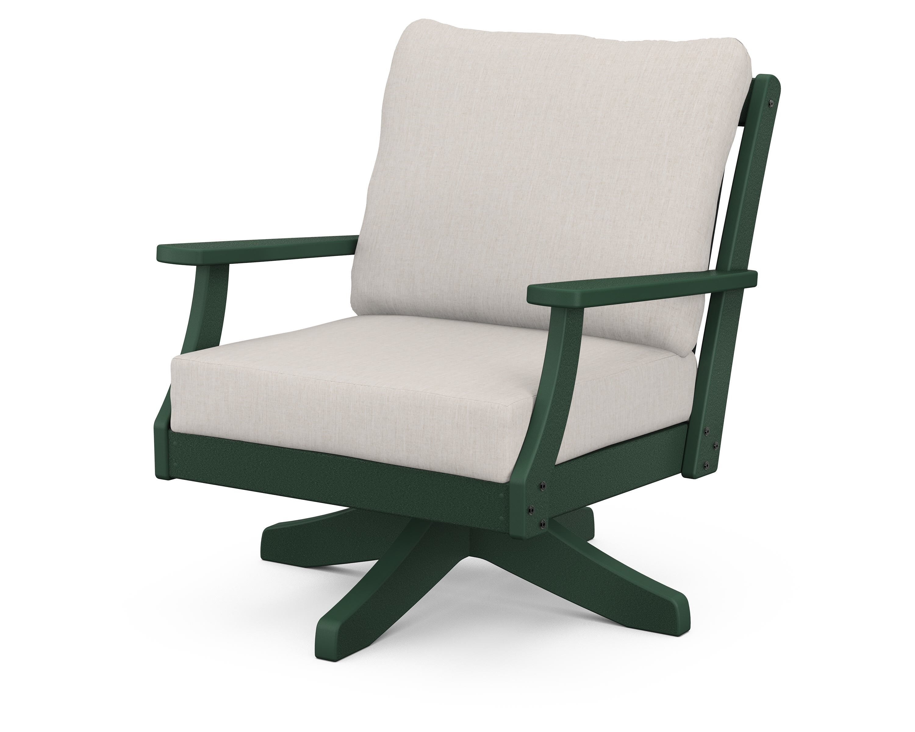 POLYWOOD® Braxton Deep Seating Swivel Chair in Green / Cast Ash