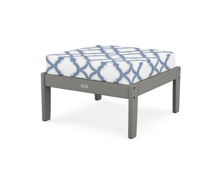 Country Living Cottage Deep Seating Ottoman in Slate Grey / Trellis Sky Blue