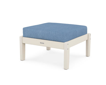 Martha Stewart by POLYWOOD® Chinoiserie Deep Seating Ottoman in Sand / Sky Blue