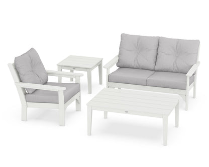 POLYWOOD® Vineyard 4-Piece Deep Seating Set in Vintage White / Granite