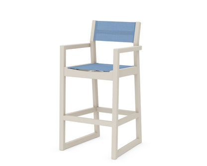 POLYWOOD® EDGE Sling Bar Arm Chair in Sand / Poolside Sling