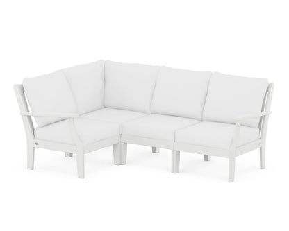 POLYWOOD® Braxton Modular 4-Piece Deep Seating Set in White / Natural