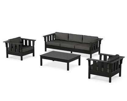 Martha Stewart by POLYWOOD® Acadia 4-Piece Deep Seating Set with Sofa in Black / Spectrum Carbon