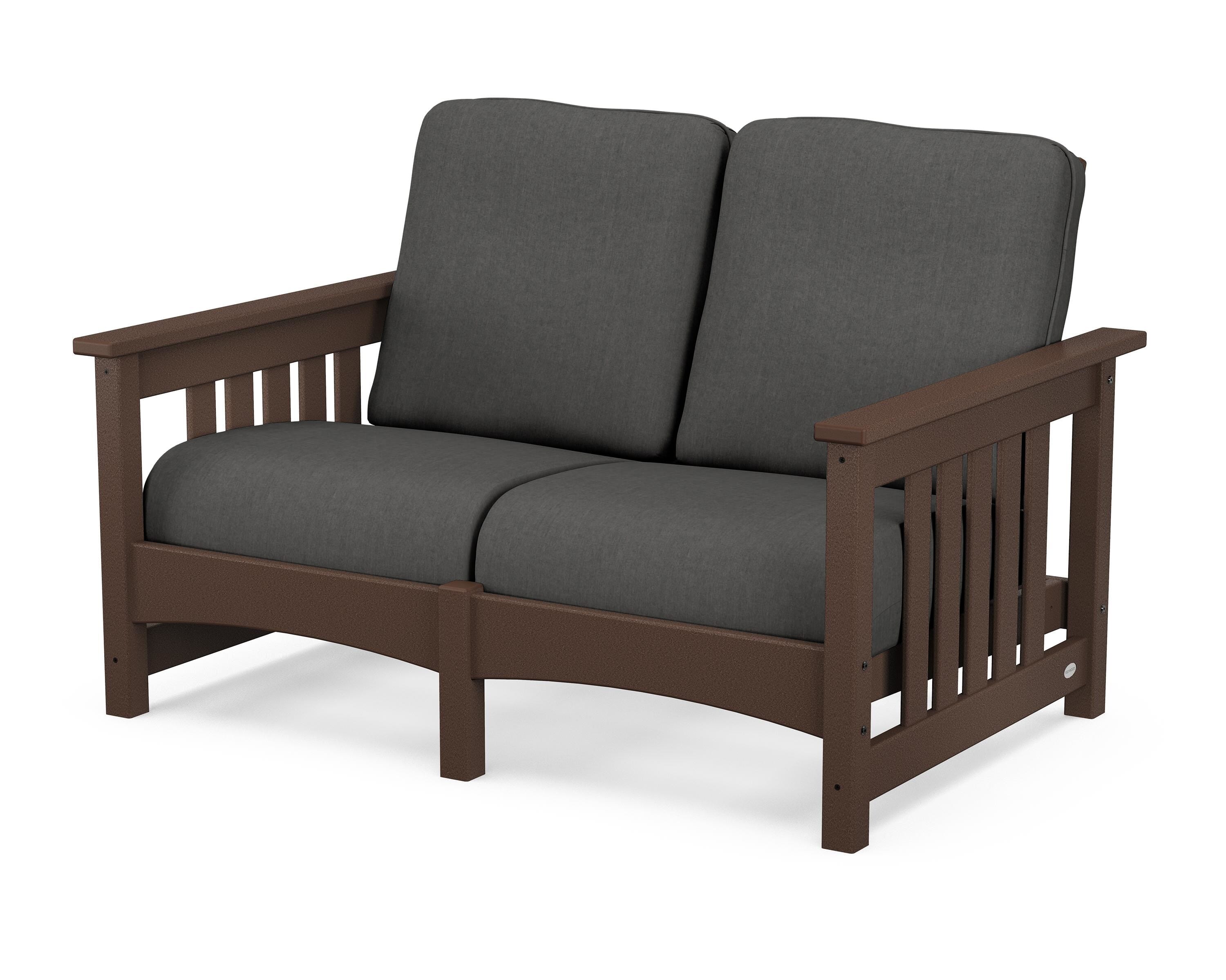 POLYWOOD® Club Mission Loveseat in Mahogany / Spectrum Carbon