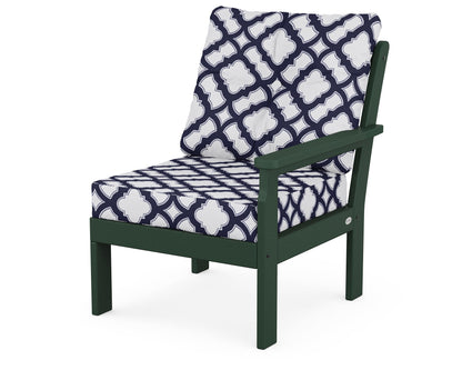 POLYWOOD® Vineyard Modular Right Arm Chair in Green / Trellis Navy
