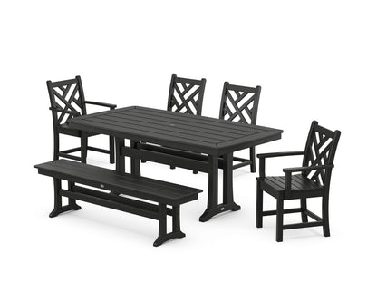 POLYWOOD® Chippendale 6-Piece Dining Set with Trestle Legs in Black