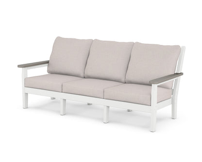 POLYWOOD® Chippendale Deep Seating Sofa in White / Driftwood / Dune Burlap