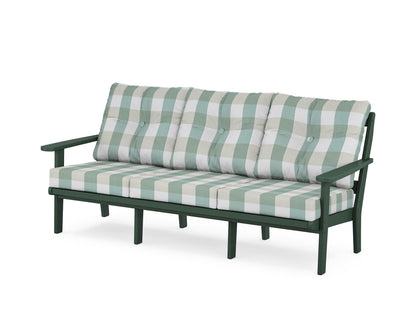 POLYWOOD® Mission Deep Seating Sofa in Green / Buffalo Plaid Glacier Spa