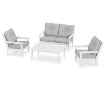 POLYWOOD® Vineyard 4-Piece Deep Seating Set in Vintage White / Granite