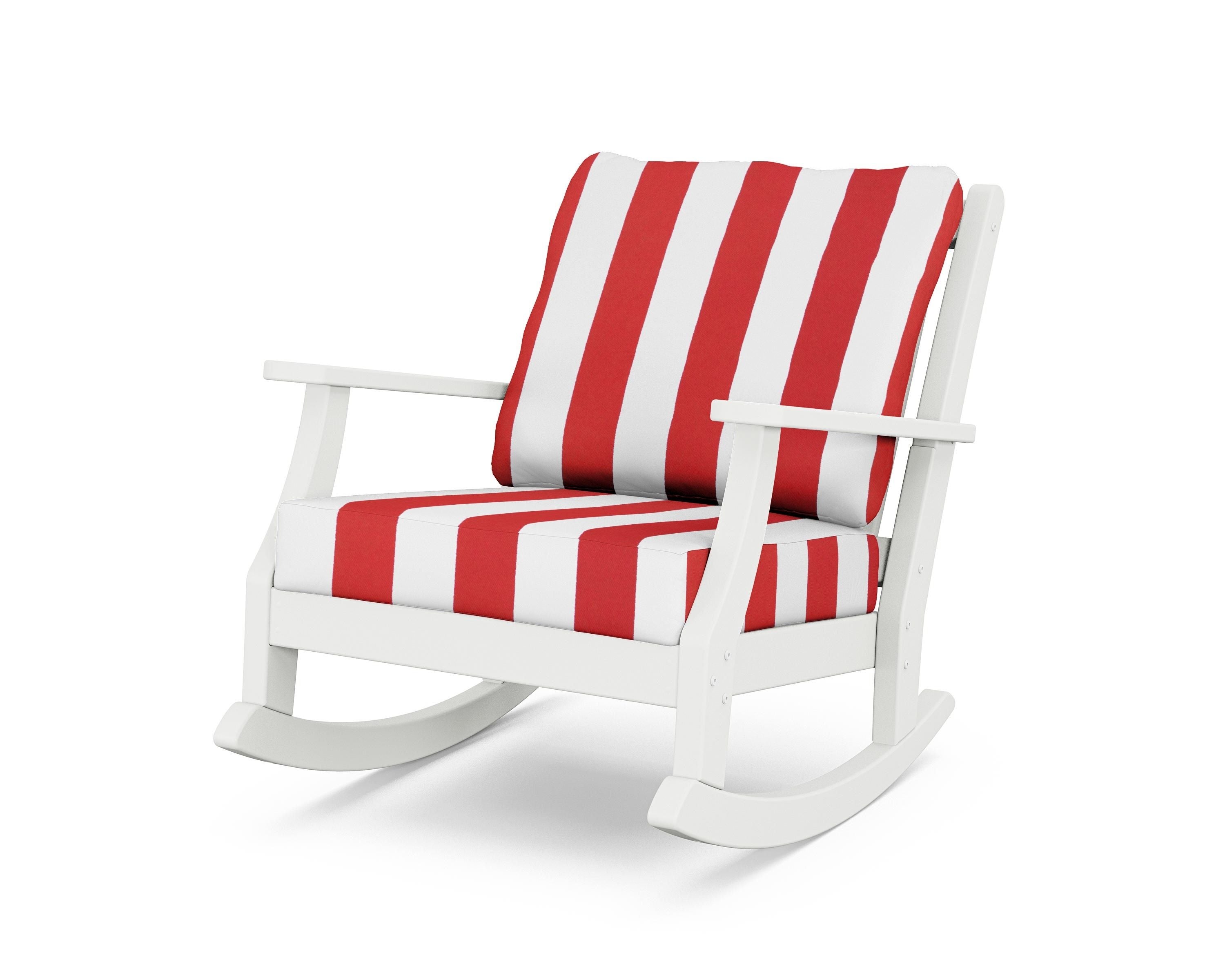 Country Living Wovendale Deep Seating Rocking Chair in White / Cabana Stripe Crimson