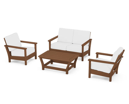 POLYWOOD® Harbour 4-Piece Deep Seating Set in Teak / Natural