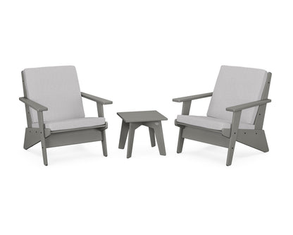 POLYWOOD® Riviera Modern Lounge 3-Piece Set in Slate Grey / Granite