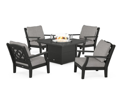 Chinoiserie 5-Piece Deep Seating Set with Fire Pit Table