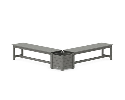 POLYWOOD® 60" Nautical L- Shaped Planter Bench Set in Slate Grey