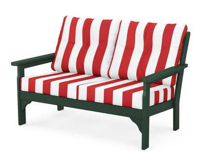 POLYWOOD® Vineyard Deep Seating Loveseat in Green / Cabana Stripe Crimson