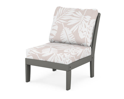 POLYWOOD® Braxton Modular Armless Chair in Slate Grey / Leaf Dune Burlap