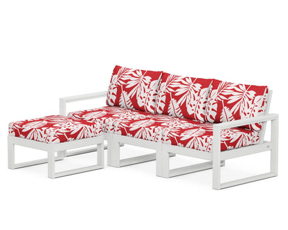POLYWOOD® EDGE 4-Piece Modular Deep Seating Set with Ottoman in White / Leaf Crimson