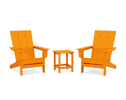POLYWOOD® 3-Piece Modern Studio Adirondack Set in Tangerine