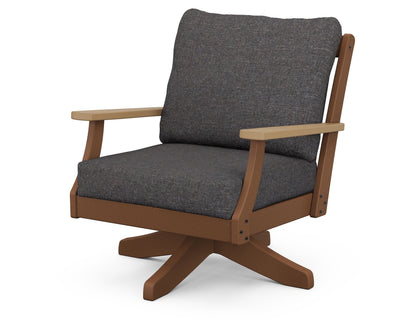 POLYWOOD® Braxton Deep Seating Swivel Chair in Teak / Natural / Ash Charcoal
