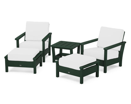 POLYWOOD® Harbour 5-Piece Deep Seating Chair Set in Green / Natural