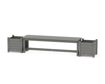 POLYWOOD® 60" Nautical Straight Planter Bench Set in Slate Grey
