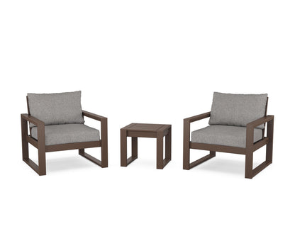 POLYWOOD® EDGE Sectional 3-Piece Deep Seating Set in Mahogany / Grey Mist