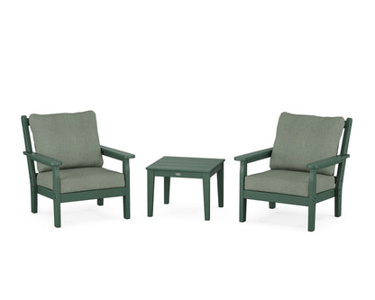 POLYWOOD® Chippendale 3-Piece Deep Seating Set in Green / Cast Sage